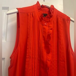 NWT Ann Taylor Coral Ruffle Front Sleeveless Blouse